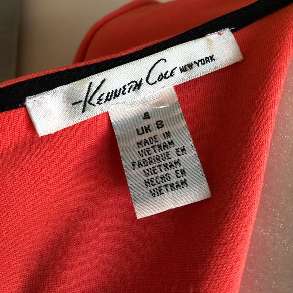 Kenneth Cole Coral Ruched V-Neck Dress, Size 4 - Picture 5 of 6